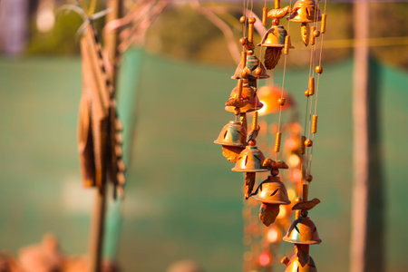 Traditional handmade Items of Earthenware Or Ceramic at a Vendor Stall,decorative Sculpture Made with Earthen Mud, handcrafted traditional clay decoration toy in indian marketの写真素材