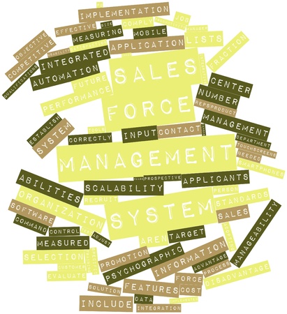 Abstract word cloud for Sales force management system with related tags and termsの写真素材