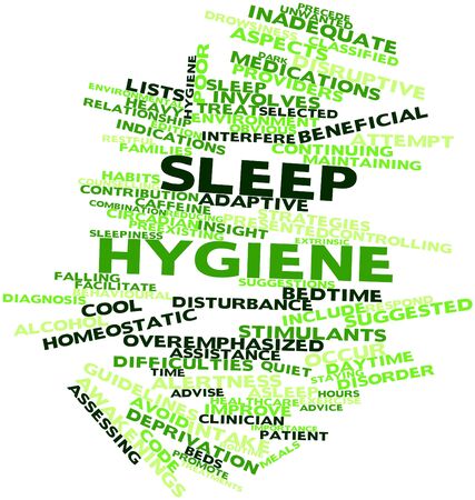 Abstract word cloud for Sleep hygiene with related tags and termsの写真素材