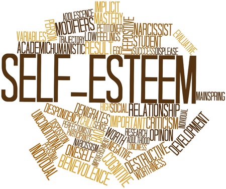 Abstract word cloud for Self-esteem with related tags and termsの写真素材