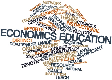 Abstract word cloud for Economics education with related tags and termsの写真素材