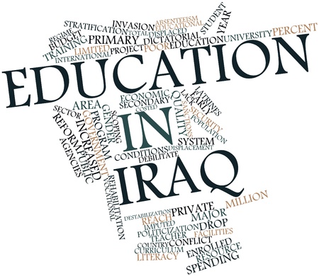 Abstract word cloud for Education in Iraq with related tags and termsの写真素材