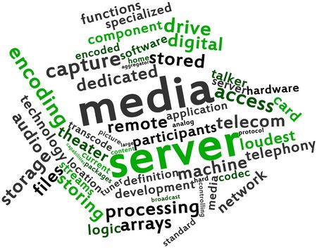 Abstract word cloud for Media server with related tags and termsの写真素材
