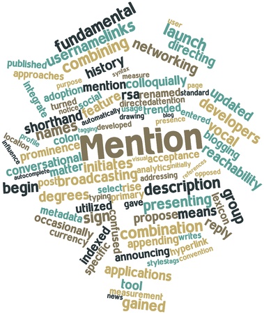 Abstract word cloud for Mention with related tags and termsの写真素材