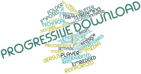 Abstract word cloud for Progressive download with related tags and termsの写真素材