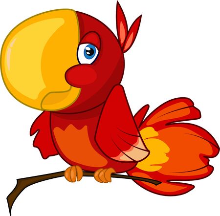 red cute parrotのイラスト素材