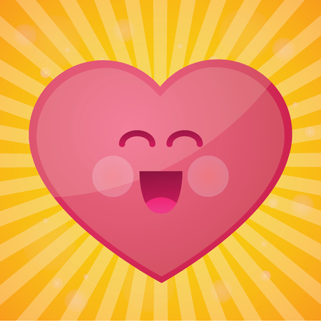 Vector illustration with funny cartoon heart happy valentines dayのイラスト素材
