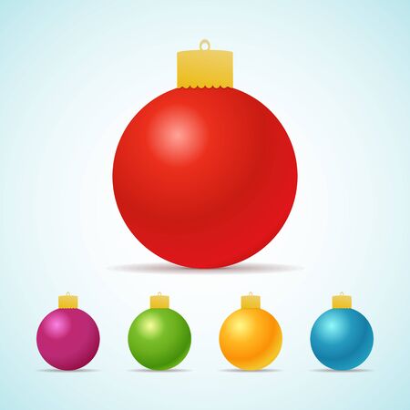 Set of vector color Christmas balls isolatedのイラスト素材