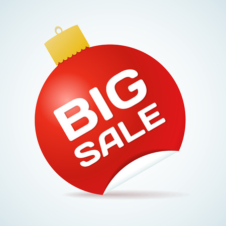 Big Sale Christmas Ball Sticker tags with Sale text on Colorful Christmas Ball Sticker tagsのイラスト素材