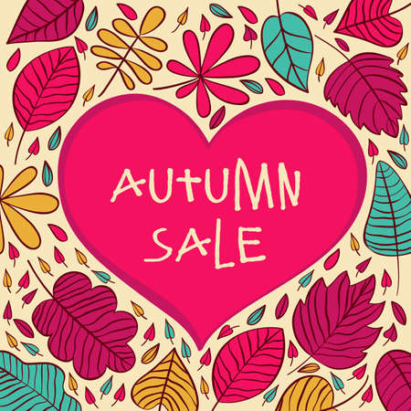 Seasonal big autumn sale business background with colored leafs. editable. vector.のイラスト素材