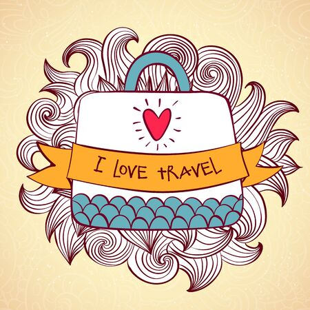 Colourful design travel trip concept  bag.のイラスト素材