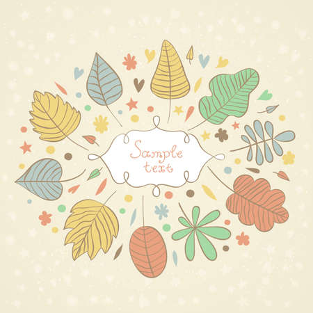 Vector autumn leaf floral frame design templateのイラスト素材