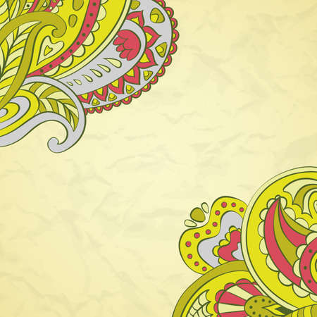 Ornamental frame in eastern style. Paisley frame templateのイラスト素材