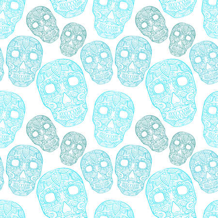 Colorful skulls seamless pattern vivid collection with skull.のイラスト素材