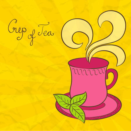Cup of tea leaf design template cardのイラスト素材