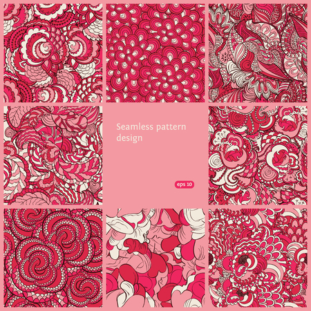 Floral seamless vintage pattern set.のイラスト素材