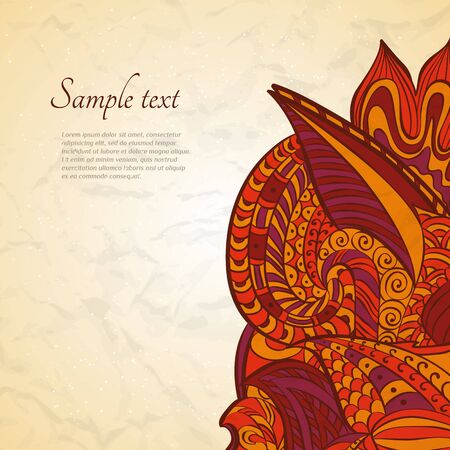 Flower ornamental frame in eastern style.のイラスト素材