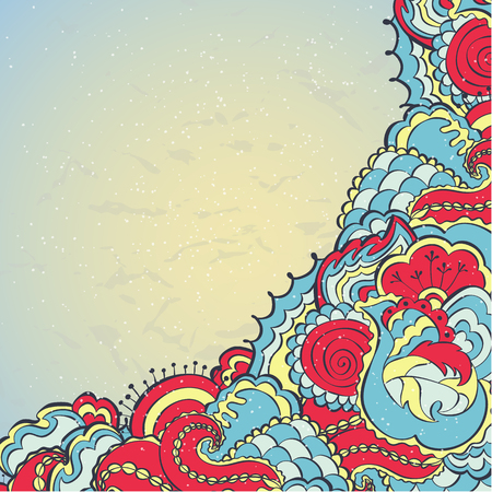 Flower ornamental frame in eastern style.のイラスト素材