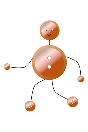 The running stick figure made of colored buttonsのイラスト素材