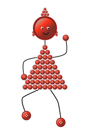 The dancing figurine made of buttons with red dressesのイラスト素材
