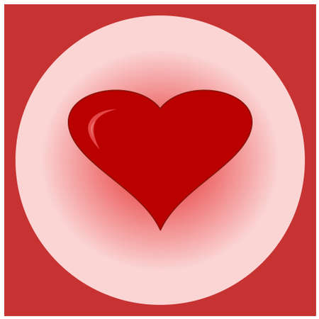 Red heart symbol in a light red circle and square frameのイラスト素材