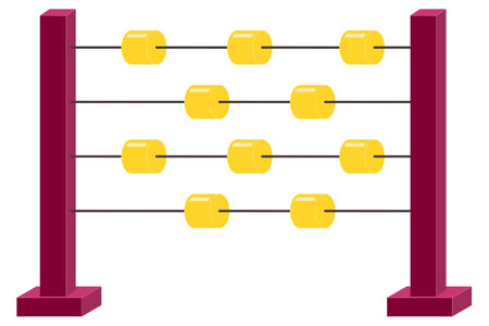 Math abacus symbol with pink stand and yellow rollersのイラスト素材