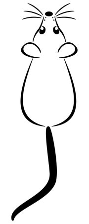 Rodent symbol - domestic mouse, top view, outlineのイラスト素材