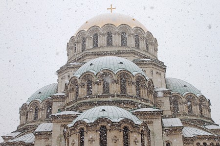 St. Alexander Nevsky Cathedral in Sofia, Bulgaria. Christian church, temple. Side viewの写真素材