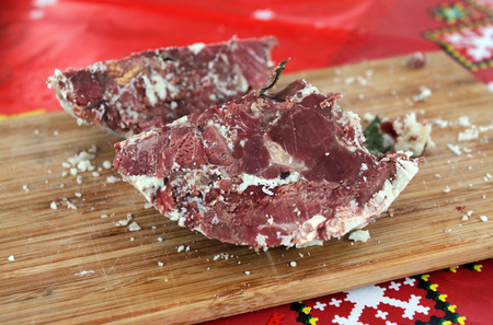 Sazdarma. Sazdarma BEEF,  LAMB, MINCED MEAT PRODUCTS, MARINATED PRODUCTS. Homemade Sazdarma. Sizdirma. Close up viewの写真素材