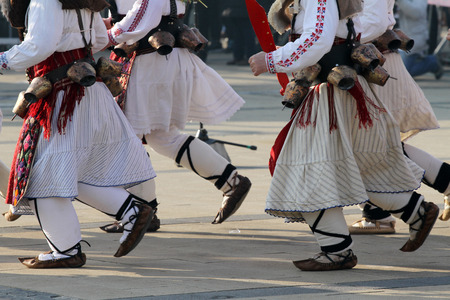 Kukeri perform rituals intended to scare away evil spirits during the international festival of...