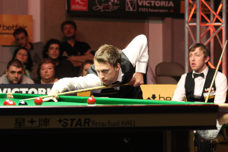 Judd Trump of UK in action during World snooker tournament Victoria Bulgaria open in Sofia, Bulgaria  nov 18, 2012.のeditorial素材