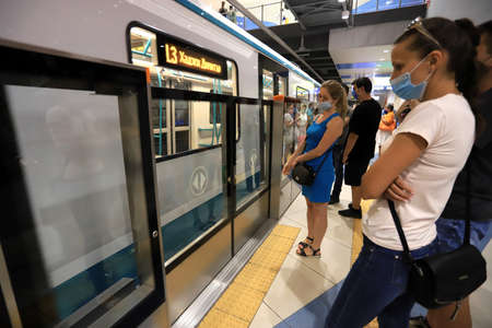 Sofia, Bulgaria on August 26, 2020 - The third metro line in the section from Hadji Dimitar to...