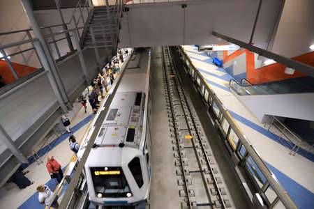 Sofia, Bulgaria on August 26, 2020 - The third metro line in the section from Hadji Dimitar to...