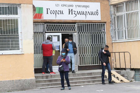 Polls are opening for voting for Bulgaria's third parliamentary election this year and 2 in 1 elections for President in Sofia, Bulgaria on NOV 14, 2021のeditorial素材