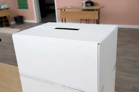 Sealed ballot box in the polling station on election dayの写真素材