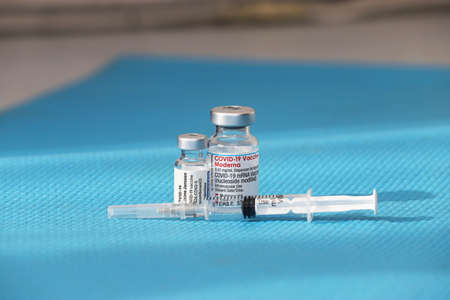 Sofia, Bulgaria â NOV 22, 2021: Vials with the Moderna and Janssen Covid-19 vaccine are used at the corona vaccination centres worldwideのeditorial素材