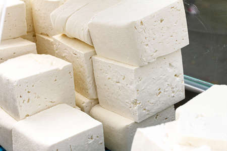 White brine cubes cheeseの写真素材