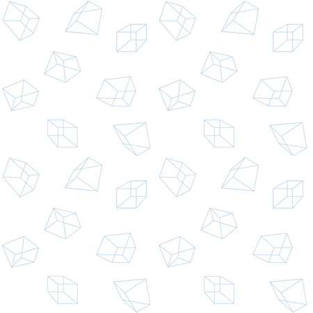 Vector illustration. Sacred geometry symbols and elements wallpaper seamless textile pattern. Gray outline cube and geometric shapes. Useful for wrapping, web backgrounds and fabric design.のイラスト素材