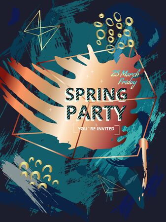 Design invitations in style 80s, 90s Color background texture painted with a brush.のイラスト素材