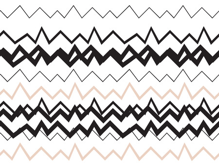 Seamless geometrical pattern. Minimalist modern style. Abstract mountains. Zigzag. It is black white and nude colors.のイラスト素材