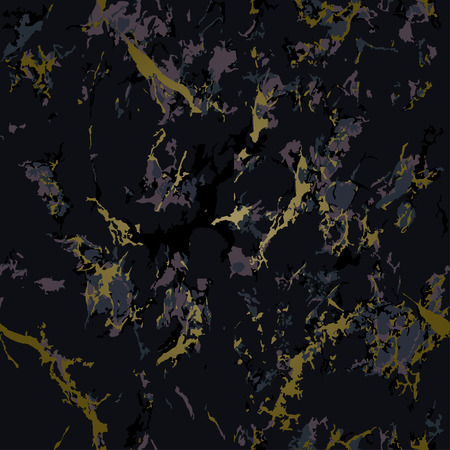 Aubergine marble texture with gold. Patina effect. Seamless pattern. Overlay distress grain. Purple or violet colors. Holiday background. Dark color. Vector. EPS10.のイラスト素材