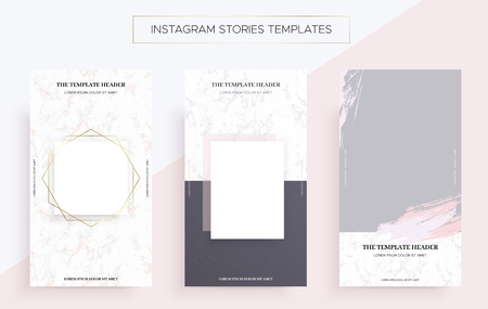 Social media stories banner templates with Marble. Luxury style.Vector Illustration. Pack from three layouts. Cool geometric design.のイラスト素材