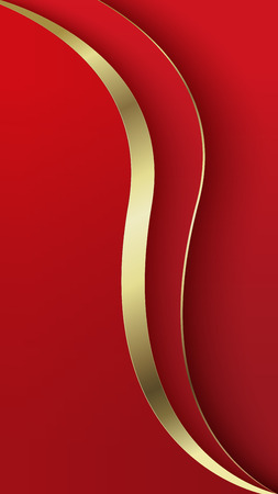 Abstract overlap wavy background. Paper cut. Red and gold. Theme for smartphone. Presentation cover, mobile app, screen wallpaper. Blank layout for text and message.のイラスト素材