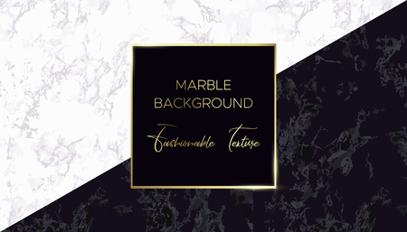 Marble background. Chic design card in black and white colors with gold. Use for cover invitation cards, social media or business card. Vector. Seamless texture of marble included palette and layout.のイラスト素材