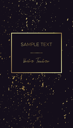 Card template with gold frame and Grunge texture and text in the center. Suitable for banner, flyer, brochure, invitation or business card, for advertising, postcard or cover.のイラスト素材