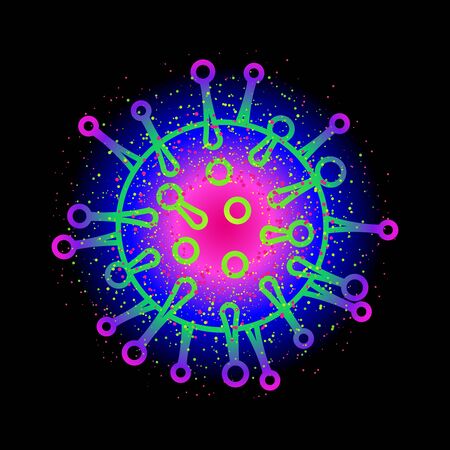 Illustration  COVID-19 from  in vector. The Coronavirus icon for infographics, news and posters, close up , virus from  that caused an epidemic around the .のイラスト素材