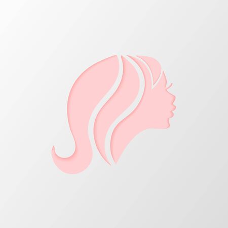 Pink Silhouette of a girl in profile with hair.のイラスト素材