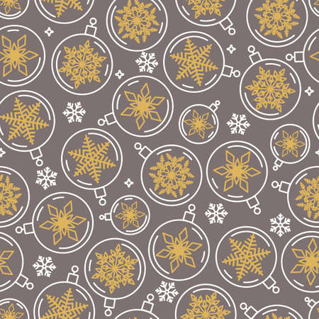 seamless Christmas pattern of balls and snowflakes