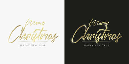 Golden lettering. The inscription Merry Christmas with glitter.のイラスト素材