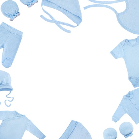 Set of clothes for babies and children, isolation, white backgroundの写真素材